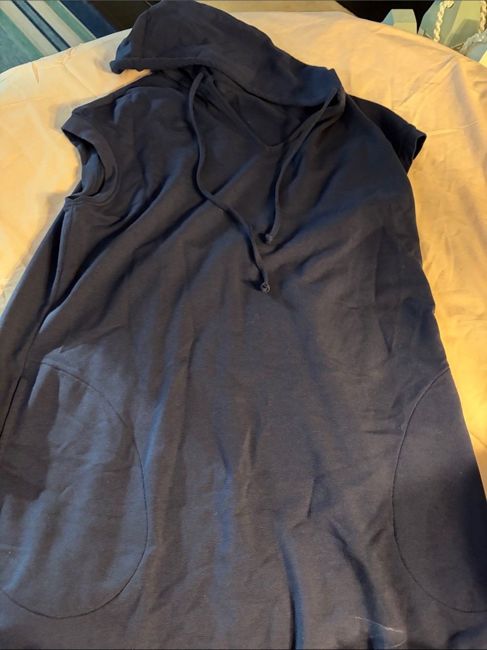 Chico's Navy Blue Sleeveless Hoodie Swim Coverup